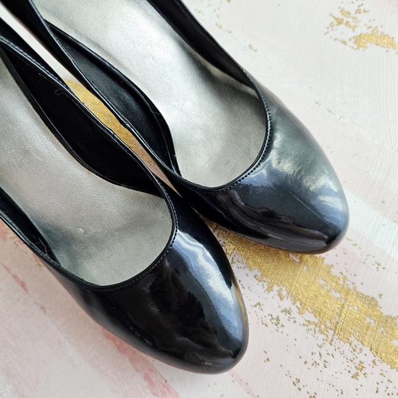 FIONI Women's Black Patent Faux Leather High Heel Stiletto Platform Pumps 7.5 - Picture 5 of 16